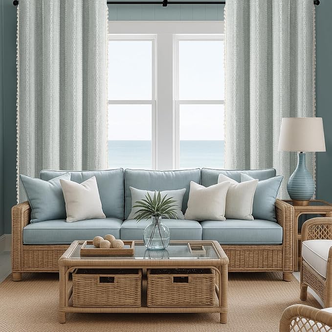 Teal 100% Boho Blackout Curtains 90 Inch 2 Panels - Image 7