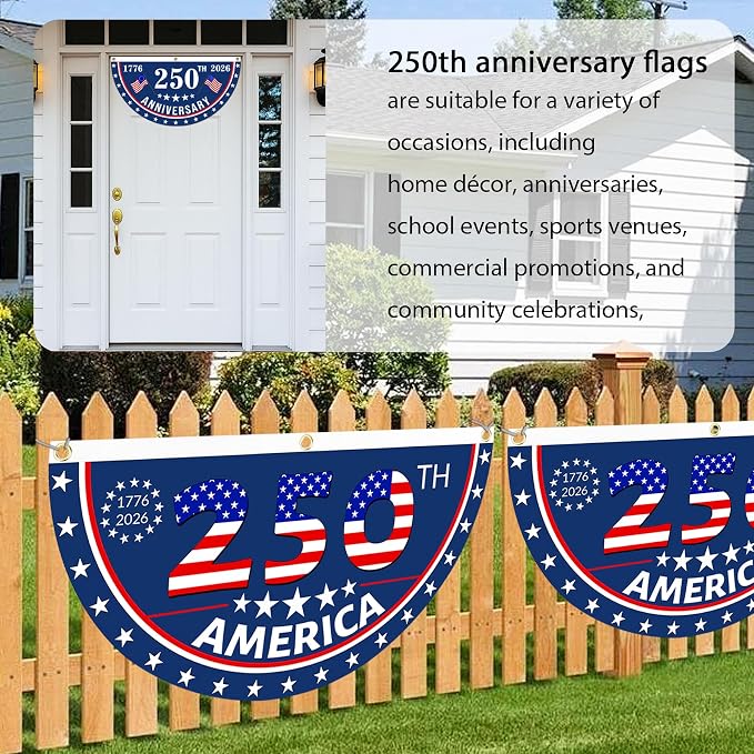 2PCS USA Anniversary 250th Flag, 1.5X3 FT Anniversary Fan Flags, Yard Signs - Image 7