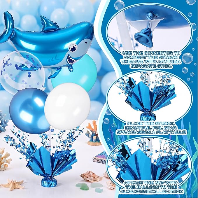 Civaner Shark Party Balloons Stand Kit 6 Sets, Fresh Colors - Image 6