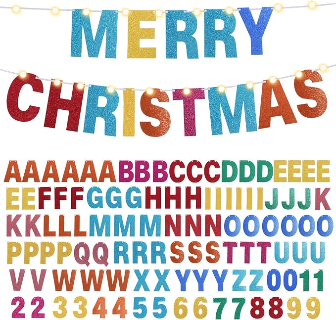TaoBary 112 Pcs DIY Letter Kit Glitter Customizable Banner Letters Include 107 - Image 9