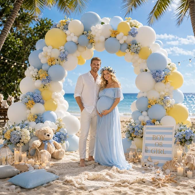 Blue and Yellow Balloons, 12 Inch Pastel Blue Balloons, Mustard Yellow Balloons - Image 9