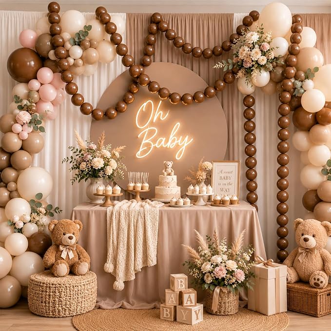Dark Brown Linking Balloons, Fall Thanksgiving Woodland Harvest Boho Birthday - Image 9