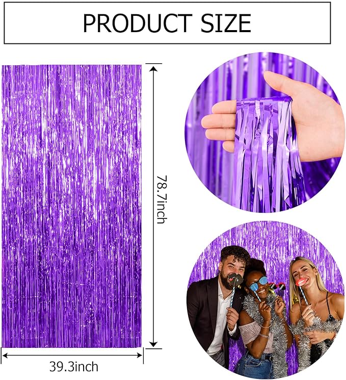 10 Pack Purple Backdrop Tinsel Streamers Foil Fringe Backdrop Halloween Party - Image 7
