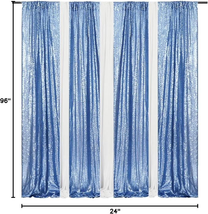 Poise3EHome Baby Blue Sequin Backdrop Curtain - Image 10