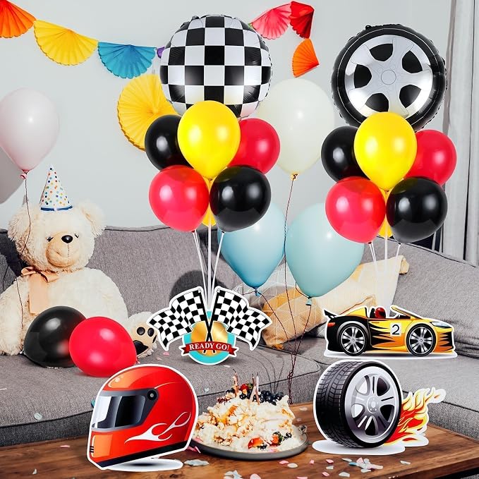6 Sets Race Car Party Balloons Stand Kit Racing Car Table Centerpieces Decor - Image 8