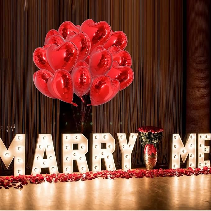 TONIFUL 30 Pcs Red Heart Balloons 18 Inch Heart Shape Foil Mylar Balloons | - Image 6
