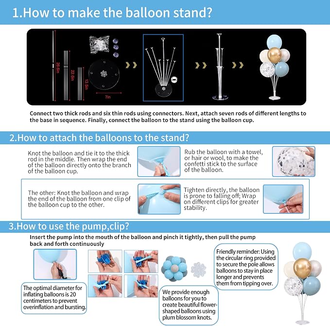 4 Sets Dusty Blue and Gold Balloons Stand - Image 7