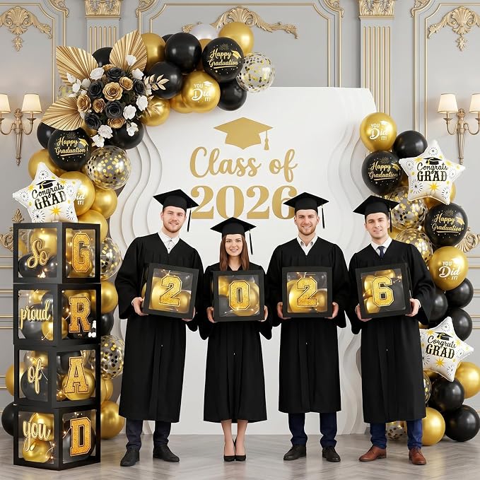 Graduation Decorations Class of 2026-Black and Gold Graduation Party - Image 8
