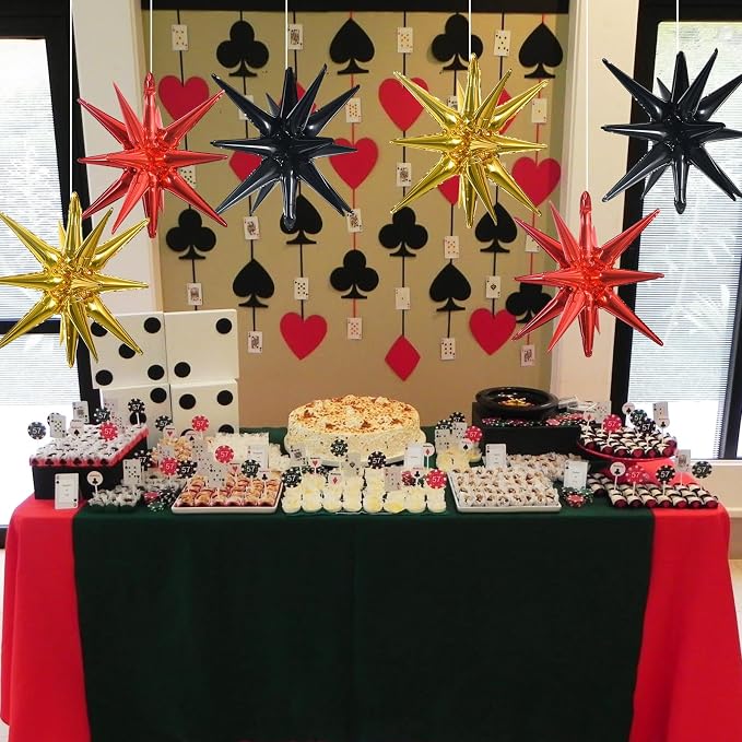 TONIFUL 8 Pcs Explosion Star Balloons Black Red Gold Foil Party Decorations | - Image 6