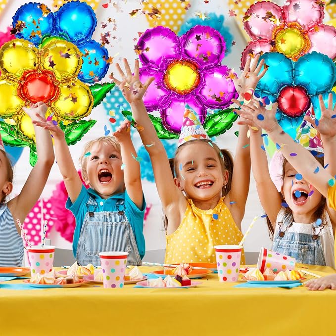 Skylety 16 Pieces Flower Foil Balloons 18 Inch Beautiful Floral Colorful Flower - Image 7