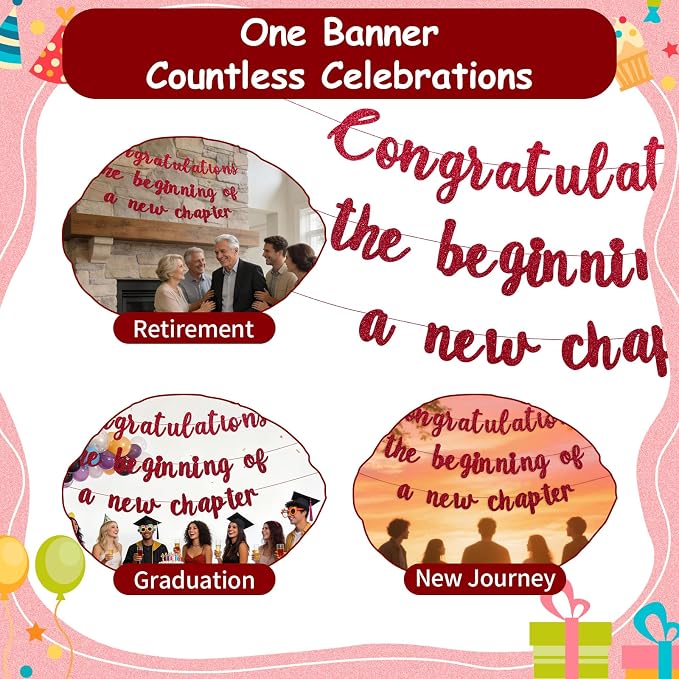 Pre-Strung New Journey Party Decorations Congratulations Banner The Beginning - Image 7