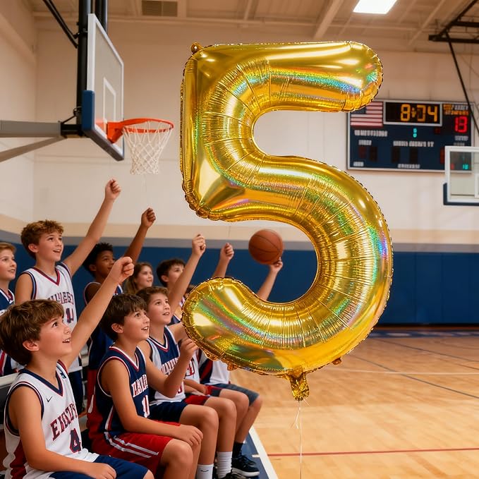 Jonhamwelbor 40 Inch Laser Gold Number 5 Balloon Foil Mylar Giant Balloon - Image 6