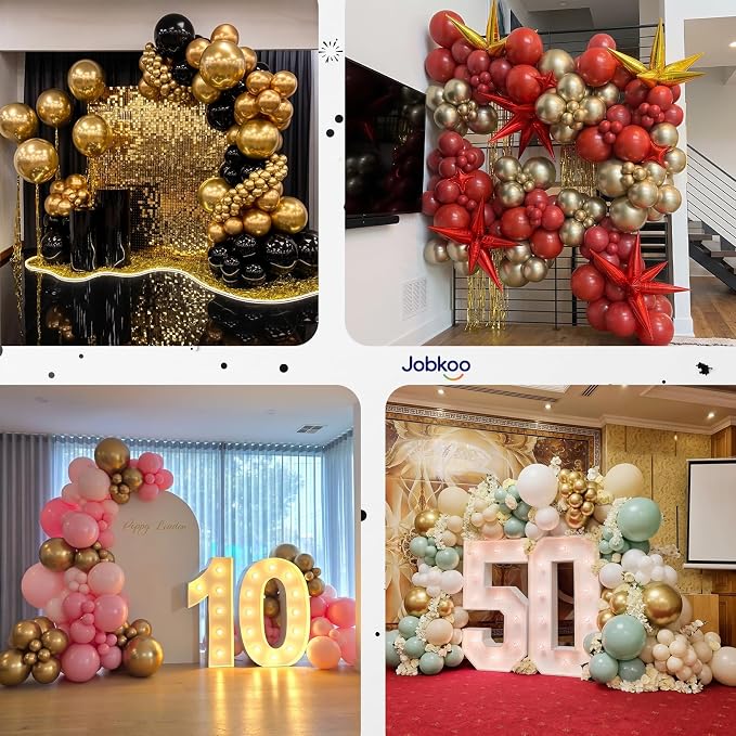 Jobkoo Gold Balloons 12 Inch, Metallic Chrome Gold Metallic Latex Balloon | - Image 7