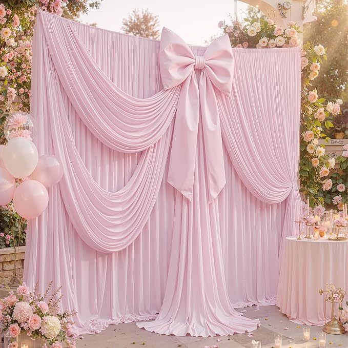 50x12 ft Light Pink Backdrop Curtains - Image 8