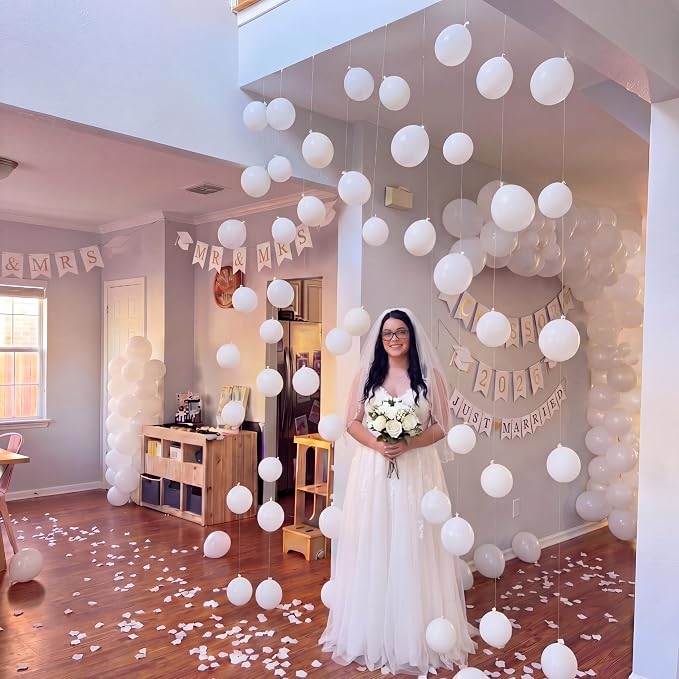 120 Pcs Wedding DIY Floating White Balloon Wall Garland Kit 5 Inch Balloons - Image 9