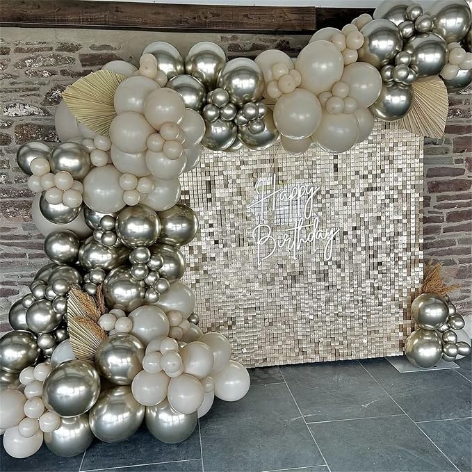 Champagne Gold and White Balloons, Neutral Ivory White Gold Balloons - Image 9