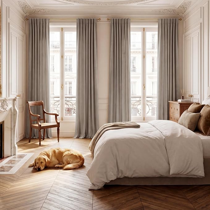 Camel Beige Velvet Curtains for French Door Decor, 2 Panels | 300GSM Thick Soft - Image 8