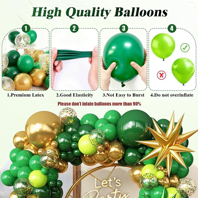 Green and Gold Balloons Garland Arch Kit - Image 9