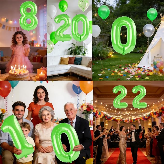 40 Inch Number 8 Balloons for 8th Birthday Party Decorations, 0-100 Fruit Green - Image 7