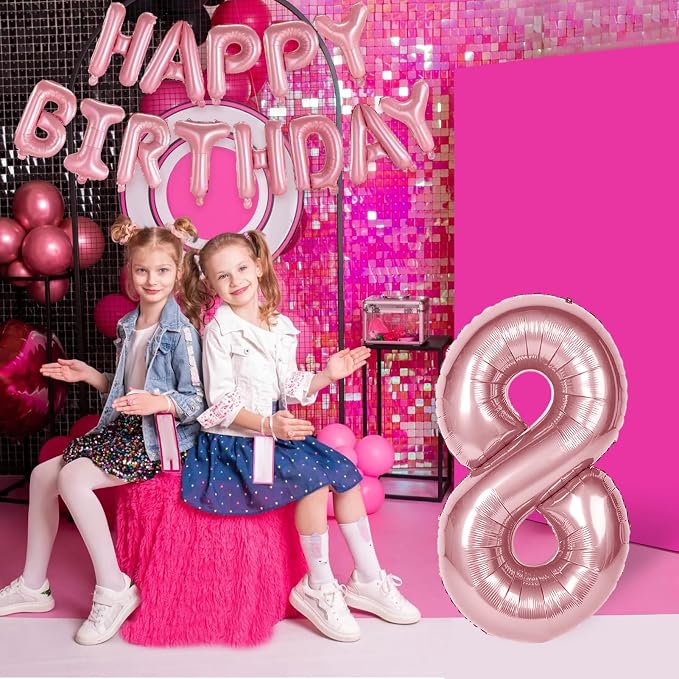 Bow Number 8 Birthday Balloons, Coquette Party Decorations Supplies - Image 7