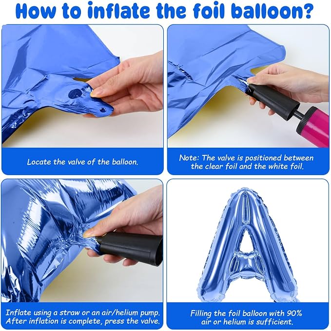 29PC Blue Happy Birthday Balloon Banner, 16 Inch 3D Aluminum Letter Banner Sign - Image 9