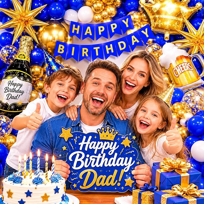 Royal Blue Gold Birthday Party Decorations 153pcs - Image 8