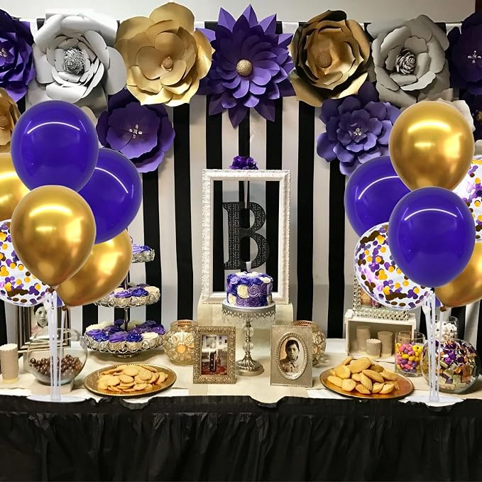 TONIFUL 4 Set Purple Gold Balloon Stand Balloon Centerpieces - Image 6
