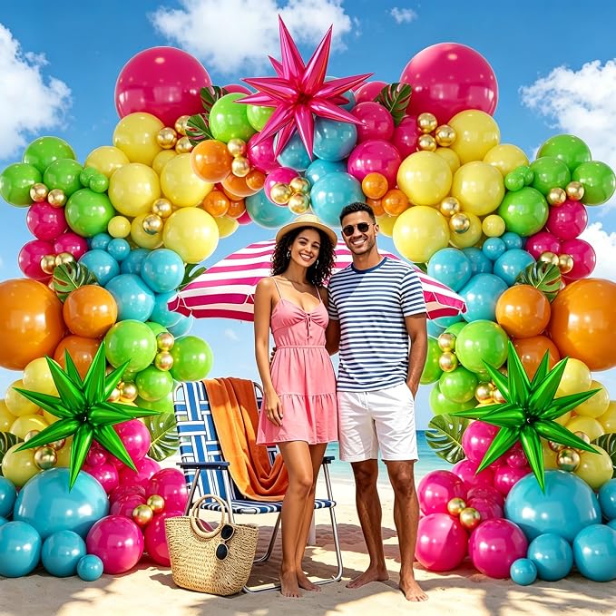 157PCS Flamingo Tropical Luau Balloons Arch Garland Kit, Olive Green Hot Pink - Image 7