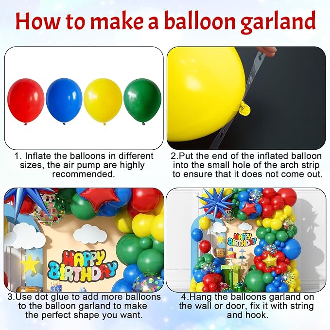 Red Yellow Green Blue Balloon Arch Kit 123Pcs Rainbow Balloons Garland - Image 7