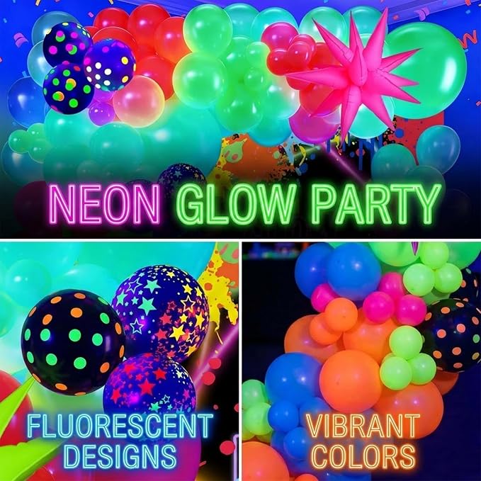 102Pcs Neon Glow Balloons Arch Kit - Image 8