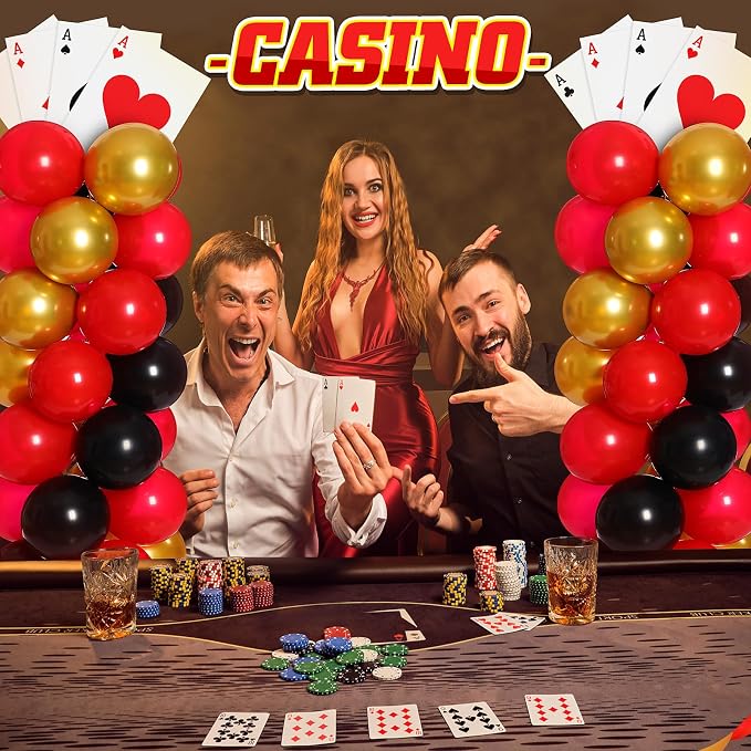 2 Sets Casino Theme Party Decoration Adjustable Poker Themed Balloon Column - Image 7