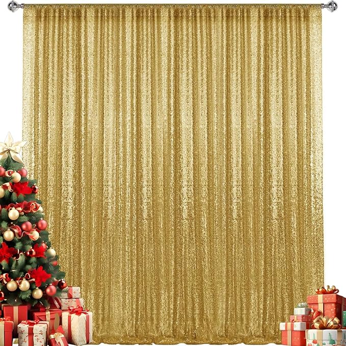 4×8FT Gold Sequin Backdrop Curtain, Photography Backdrop Glitter Curtains - Image 7