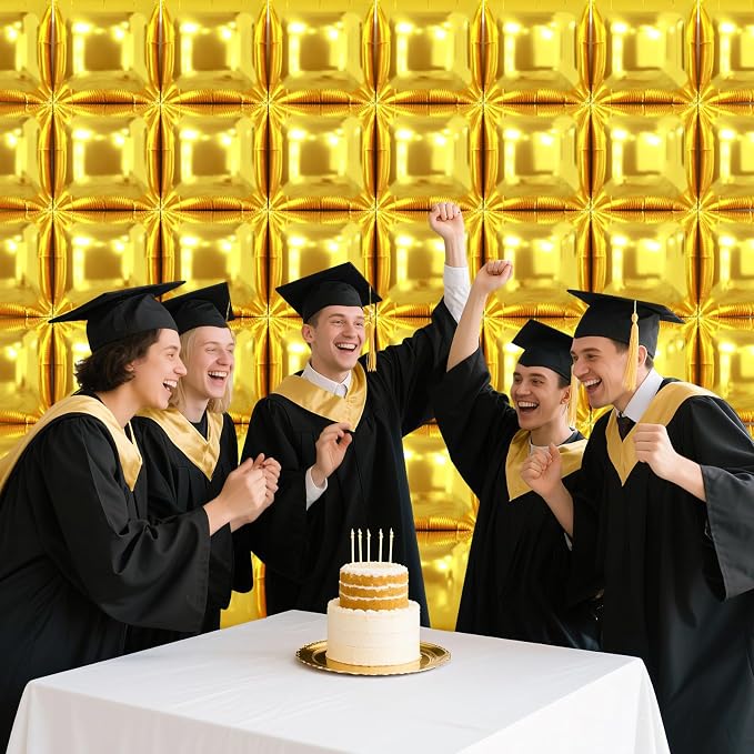 NISOCY 48PCS Metallic Gold Square Foil Balloons Wall Backdrop | Double Sided - Image 8