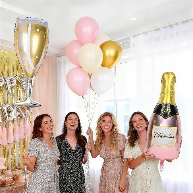 Champagne Bottle Glass Balloons 4pcs, Large Champagne Wine Foil Mylar Balloons - Image 8