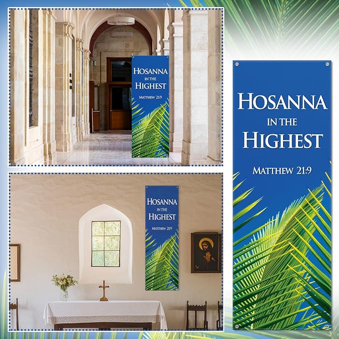 Hahafelt Hosanna in the Highest Banner Easter Palm Sunday Banners - Image 6