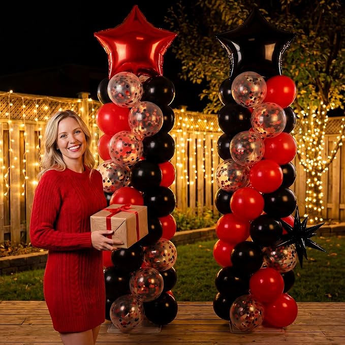 Skylety 2 Sets Red and Black Balloon Column Stand Kit Adjustable Red Black - Image 7