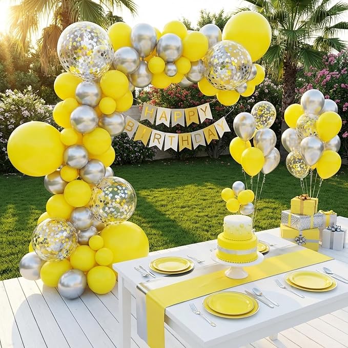 RUBFAC Yellow Balloons Different Sizes Light Yellow Balloon Arch Kit 154pcs | - Image 7