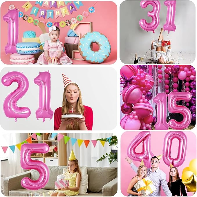 Pink Number Balloons, Large Hot pink Number 6 Balloon 40 Inch Pink 6 Balloon - Image 7