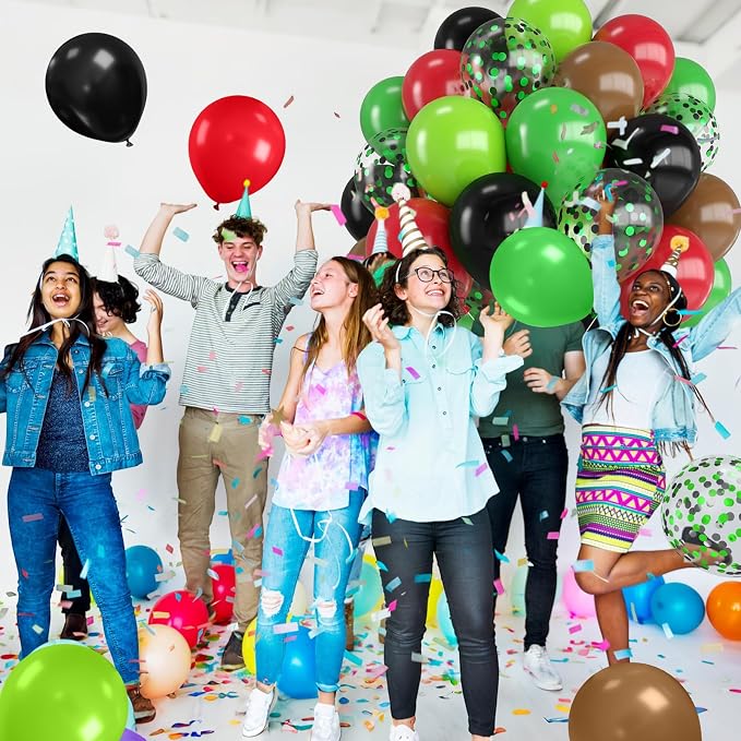 Red Green and Brown Balloons, 12 Inch Red Green Brown and Black Balloons - Image 7
