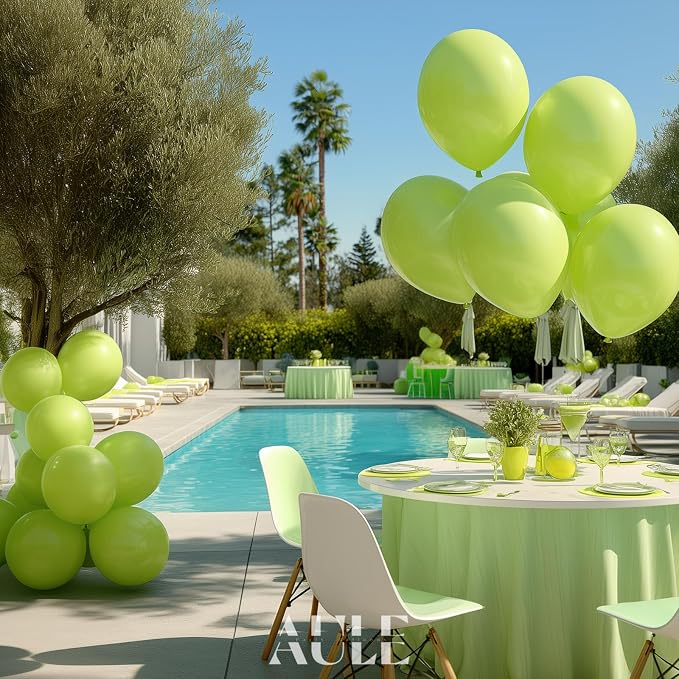 AULE 50Pcs Latex 12 Inch Lime Green Balloons | Happy Birthday Fruit Theme - Image 5