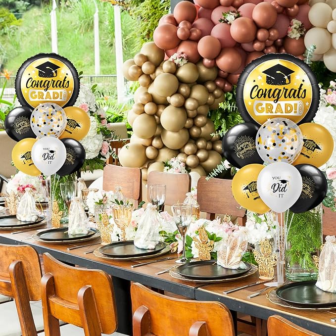 Kasyat 2 Set Gold and Black 2026 Graduation Table Centerpiece Balloon Stand Kit - Image 7