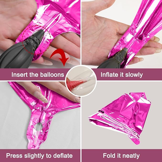 12Pcs Hot Pink Round Foil Balloons, Metallic Pink Foil Balloon - Image 8