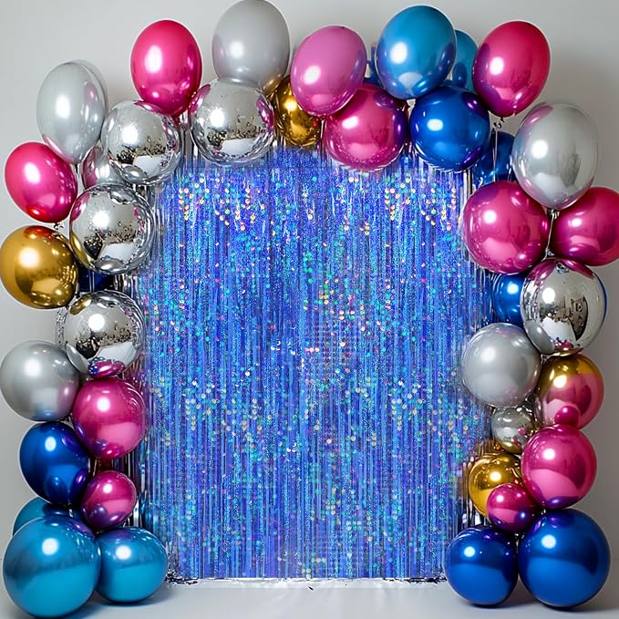 4 Packs Blue Foil Fringe Curtain, Baby Shower, Bachelorette, Graduation - Image 7