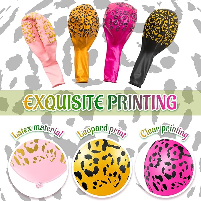 Gejoy 36 Pcs Black Rose Red Pink Gold Cheetah Balloons Leopard Print Balloons - Image 6