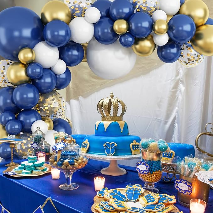 145PCS Navy Blue Gold and White Balloons Garland Arch Kit, 18 12 10 5 inch Navy - Image 7
