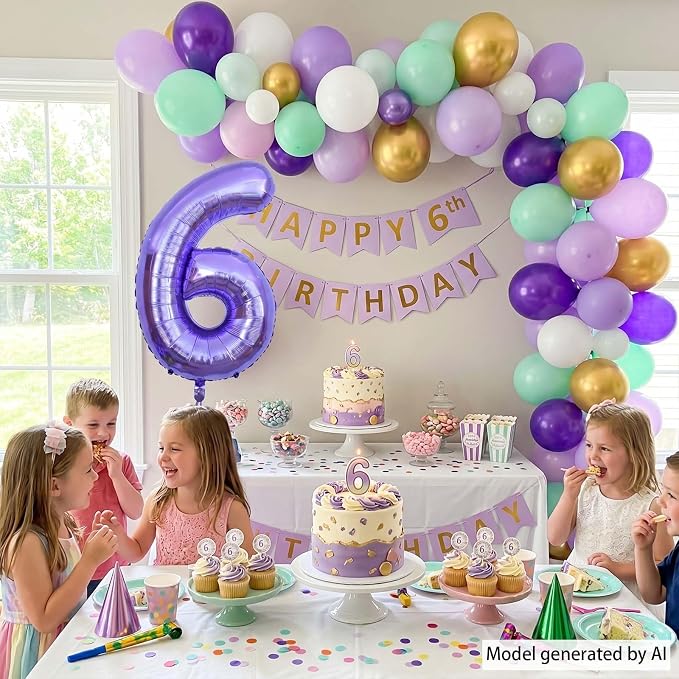 Purple Number 6 Balloon 40 Inch, Large Lavender Mylar Foil Number 6 - Image 7