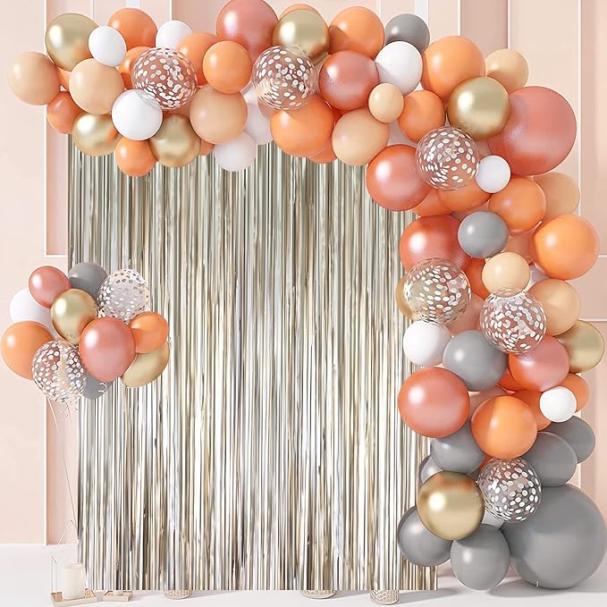 Voircoloria Light Champagne Foil Fringe Backdrop Curtains, 3 Pack | Tinsel - Image 7