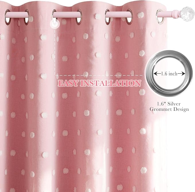 PONY DANCE Pink Curtains for Living Room 84 Inches Long, 52W x 84L, Double - Image 8