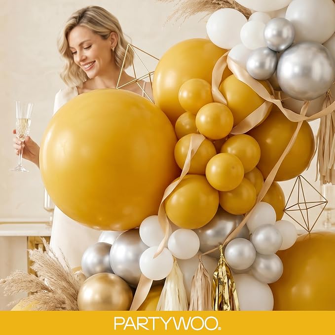 PartyWoo Mustard Yellow fall Balloons 120pcs Different Sizes | Balloons - Image 10