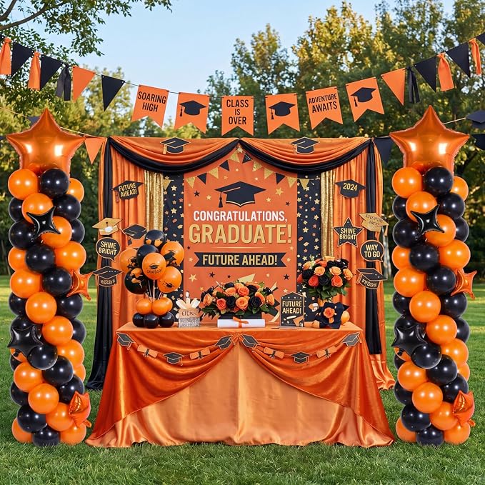Gejoy 110 Pcs Orange Black Balloons Column Stand Kit Adjustable Tower Stand - Image 7
